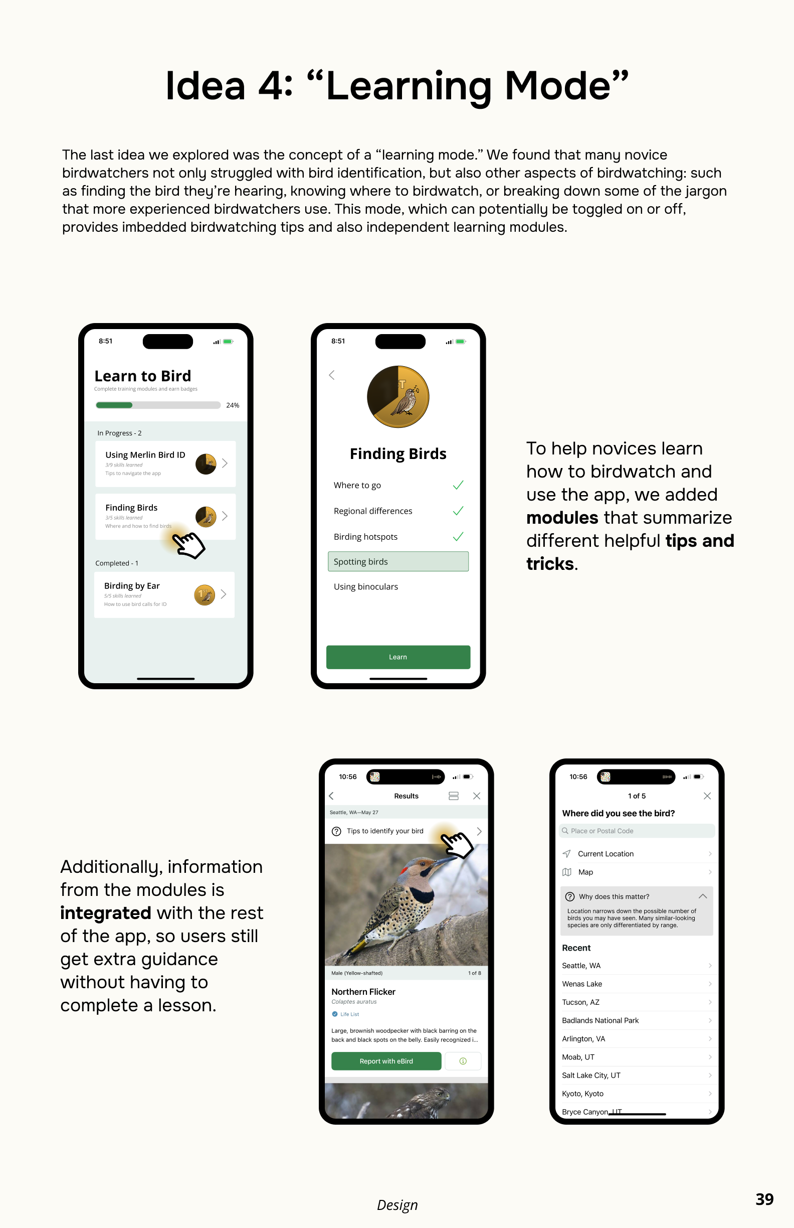 Design direction for learning mode in Merlin